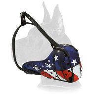 American Flag Leather Great Dane Muzzle for Agitation Training American Flag Leather Great Dane Muzzle for Agitation Training