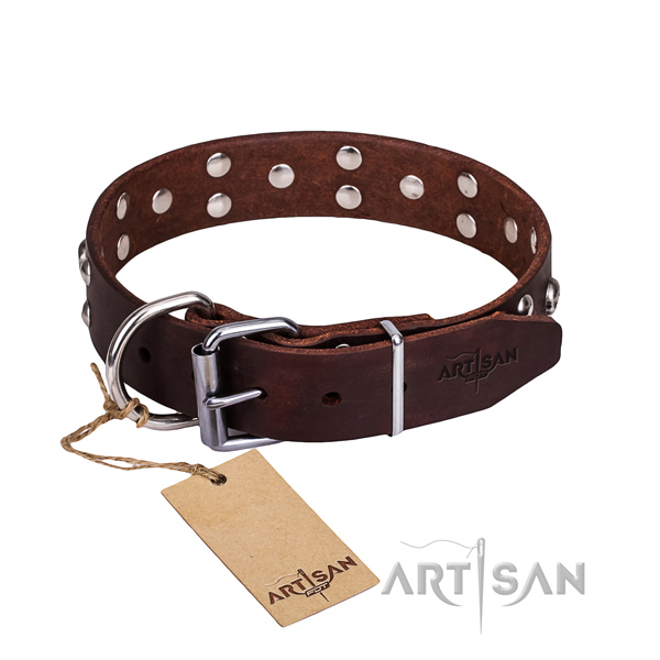 Leather dog collar with polished edges for comfy daily wearing