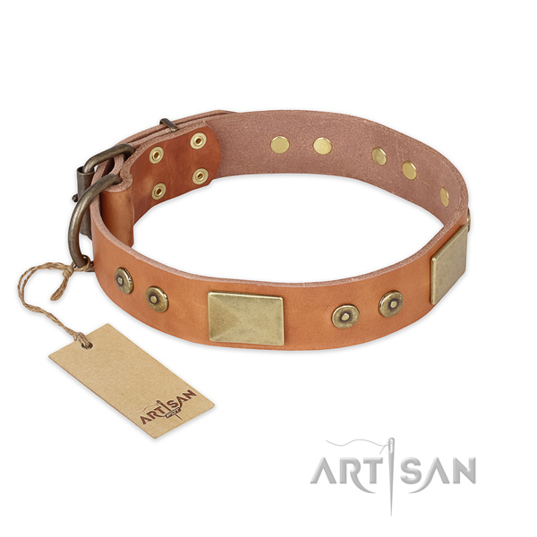 Designer full grain leather dog collar for comfortable wearing
