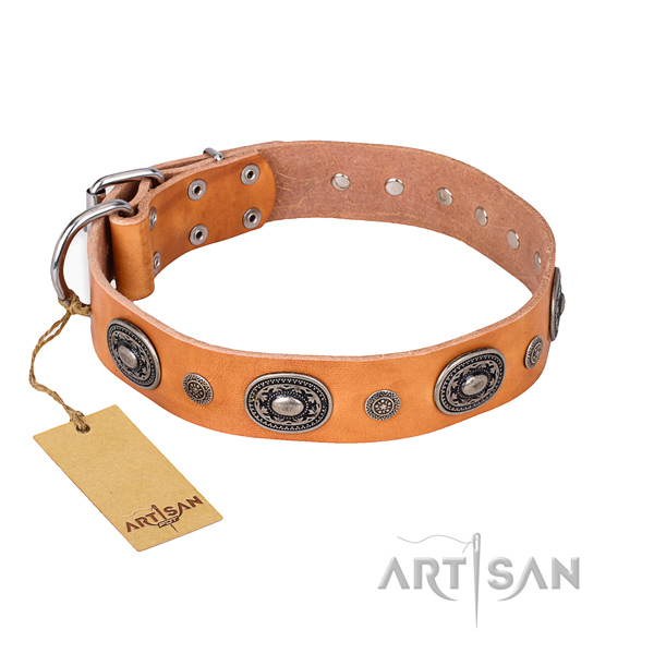 Soft full grain natural leather collar handmade for your dog