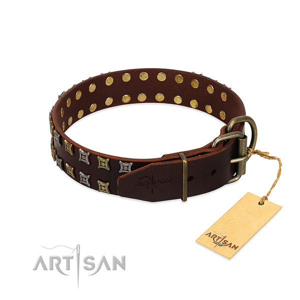 Best quality natural leather dog collar made for your dog