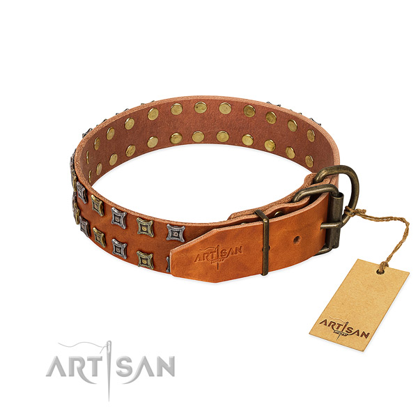 Gentle to touch full grain natural leather dog collar created for your dog